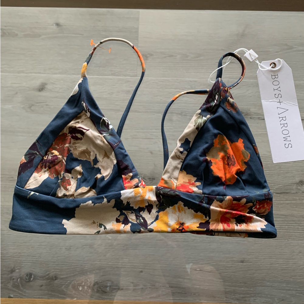 Boys + Arrows Blue and Orange Bikini Top Triangle Design